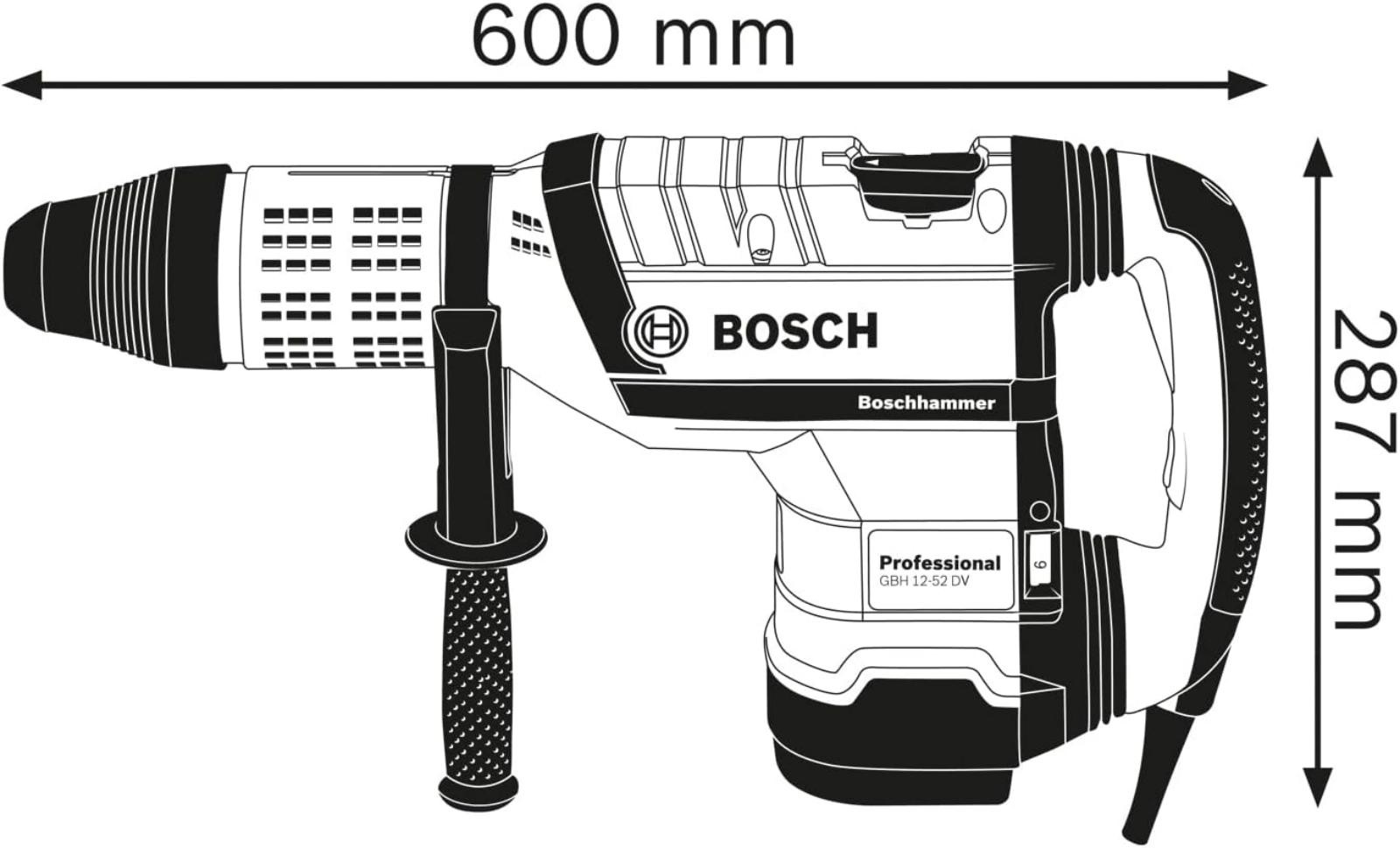Bosch Professional 0611266000 Martello perforatore GBH 12-52 DV System, incl. Impugnatura Supplementare, Tubetto di Grasso, Panno, 1700 watts
